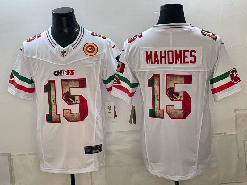 Men Kansas City Chiefs #15 Mahomes White Nike NFL Jersey 101203